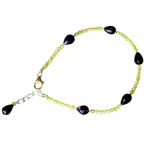 RRJEWELZ Amethyst & Peridot bracelet for men & women - 2.5-6mm Mix Faceted beads - 7 Inch Adjustable with Silver plated clasp – Healing, Fashion, Gift, Spiritual, Yoga|LCBR_RR_06763