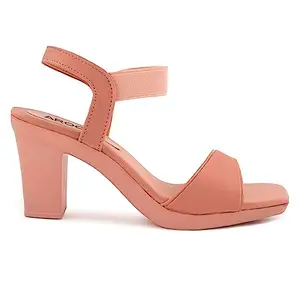 AROOM New Casual Heel Sandals Solid And Comfortable Sole For Womens & Girls (Peach, numeric_8)