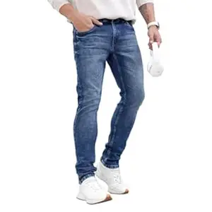 WROGN Men's Cotton Blend Jeans | Solid | Slim Fit