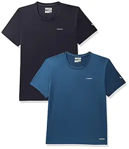 Charged Endure-003 Chameleon Spandex Knit Round Neck Sports T-Shirt Teal Size Xl And Charged Pulse-006 Checker Knitt Round Neck Sports T-Shirt Navy Size Xl