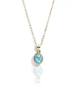 Gempro Genuine Turquoise Firoza Lucky Gemstone Pendant Necklace for Women