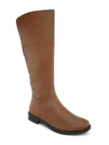 ALLEVIATER LEATHER Alleviater Synthetic Tan Stylish and Premium Knee Length Boots for Women and Teens