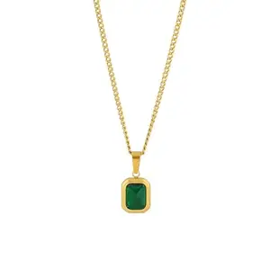 MYKI Flamboyant & Elegant Gold-Plated with Green Gemstone Pendant For women & girls