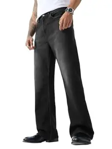 The Souled Store Bootcut Denim: Men and Boys Buttoned Closure Faded Vintage Washed Cotton Blend Bootcut Fit Stretchable Lightweight Everyday All-Season Denim Jeans