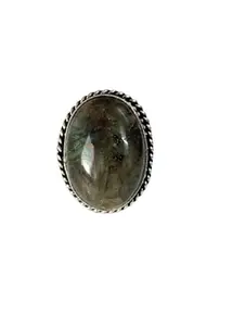 Brass Oxidised Rings Natural Labrodorite Gemstone Jewelry