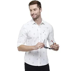 CAVALLO by Linen Club Men's Regular Fit Casual Shirt (402UD3GXQ9B_White_40)