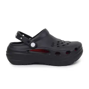 YOHO Jumbo Clog 002 for Women | Lightweight & Waterproof Sandals for Girls | Comfortable Cushioned Footbed with Adjustable Back Strap | Trendy & Stylish Chunky Design | Classic Black - UK 5