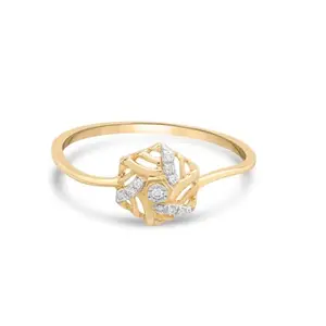 Mia by Tanishq 9 KT Gold Diamond Hexagon Gleam Finger Ring for Women
