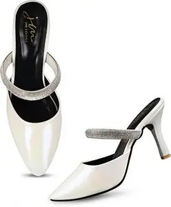 JM LOOKS Fashion Casual Slim Heels Sandals For Womens & Girls SM-1-White-40-X