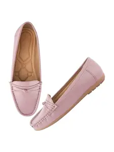 Shoetopia Upper Bow Detailed Mauve Loafers for Women & Gilrs /EU38