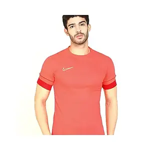 NIKE Perforations Men Round Neck T-Shirt (Medium) Orange