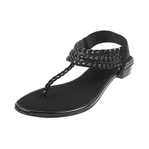 Metro Women Black Synthetic Sandals, EU/38 UK/5 (35-187)