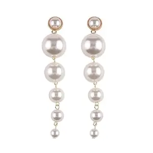 ARYEE Fashion Women's Stylish Long Gold Plated Drop Earrings White