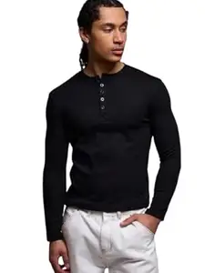 The Modern Soul Men's Waffle Knit Henley Half Sleeve Tshirt for Men