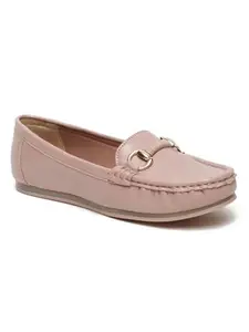 Flat n Heels Womens Pink Loafers FnH GS-21-PK