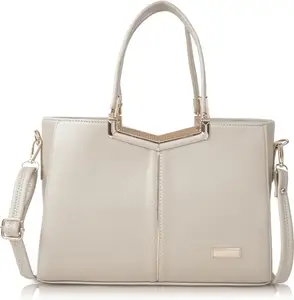 REEDOM FASHION Synthetic Leather Handbag for Women (Cream) (RF1088)-BZ