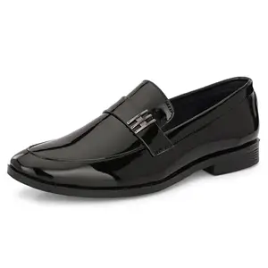Centrino Formal Shoes for Men | Slip-On Dress Shoes with Cushioned Insole | Comfortable & Stylish Non Lace-Up Design for Office (9705) Black