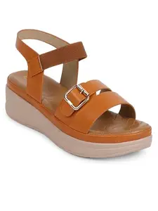 iconics Women Sandal,Tan,UK-5