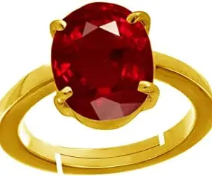 Jaipur Diamonds Jaipur Diamonds Certified 6.25 Carat Deluxe Quality Gomedhikam Natural Hessonite Gomed Stone with Lab Certified hessonite Garnet Gold Plated Adjustable Ring for Unisex and Man & wouman