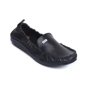 Zoom Shoes Premium Leather Comfortable Lightweight Bellies for Women with Rubber Sole Ideal for Casual Wear Black
