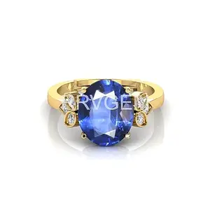 RRVGEM Origianal certified Natural BLUE SAPPHIRE RING 8.25 Ratti / 8.00 Carat Certified Handcrafted Finger Ring With Beautifull Stone Neelam RING Gold Plated for Men and Women LAB - CERTIFIED