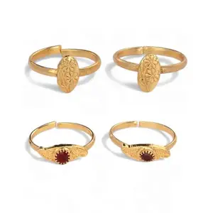 AanyaCentric Set of 2 Pair Gold-Plated Toe Rings Adjustable Trendy & Fashion Accessories