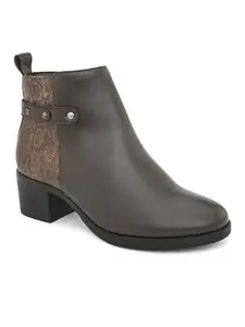 ALLEVIATER LEATHER Alleviater Premium Synthetic Leather Brown Back textured Fashion style Ankle Boots for women Teens