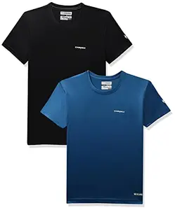 Charged Energy-004 Interlock Knit Hexagon Emboss Round Neck Sports T-Shirt Teal Size Xs And Charged Play-005 Interlock Knit Geomatric Emboss Round Neck Sports T-Shirt Black Size Xs