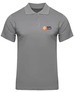 American Apple IIFL Logo Printed Polo/Collar Half Sleeve T-Shirt for IIFL Staff Employee Promotion T Shirt for Men and Women Grey