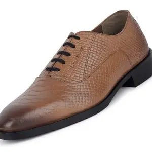 LOUIS STITCH Egyptian Crust Leather Lace Up Formal Shoes for Men | Derby | Comfortable for Business, Casual, Parties - Tan (LSVXSNTN008)
