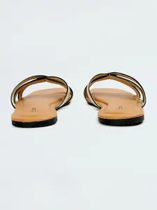 Max Women Strappy Flat Sandals, Beige, 37