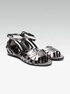 Carlton London Women's Saige Pewter Fashion Sandals - 5 UK/India (38 EU)(CLL-4214)