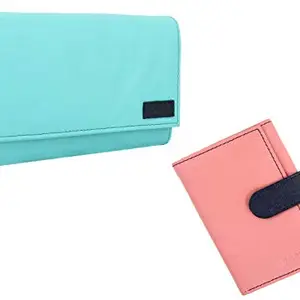 Posha Genuine Leather Wallet Combo for Women, Girls - Diwali Gift for Girl Women Girlfriend (Green & Pink)