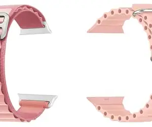ACM Pack of 2 Watch Strap Slide 42mm 44mm 45mm 46mm 49mm Nylon & Silicone Belt compatible with Gizmore Gizfit Cloud Smartwatch Sports Hook with Classic Smart Band (Creame Pink/Creame)