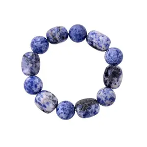 Pearlz Gallery Natural & Original Semi-Precious Round and Tumble Shaped Sodalite Gemstone Bracelet for Girl's and Boy's
