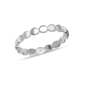 LeCalla 925 Sterling Silver BIS Hallmarked Round Disc Eternity Ring | High Polish Simple Circle Engagement Wedding Band for Women| Ring Size Indian- 14, US-7