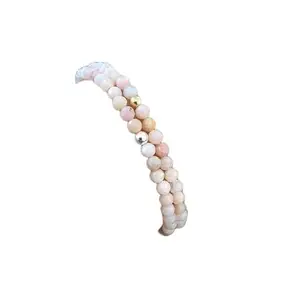LKBEADS Natural  Pink Gemstone ronud 4mm Faceted 7inch Beads Stretchble bracelet crystal healing energy stone bracelet for Women & Men Adjustable Size