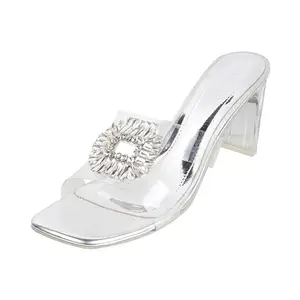 Metro Women Silver Block Heel Fashion Partywear Sandal UK/6 EU/39 (35-1040)