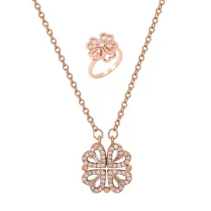 SALTY jewellery set for Women - Magnetic Clover & Floral Heart - Pendant Jewellery Combo - fashion jewellery for women Stylish