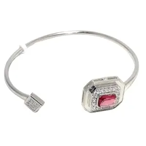 Rajasthan Gems Spring Bracelet Bangle Kada 925 Sterling Silver Cubic Zirconia CZ Stone Women Adjustable Gift H937