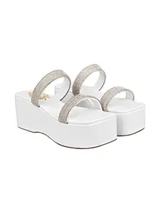Shoetopia Women & Girls Retro Style Fashionable Platform Heels/P-3/White/UK3