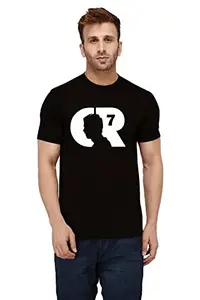 RS PRINT Cristiano Ronaldo Printed Cotton Man's Black T-Shirt | X-Large