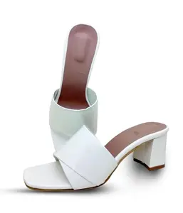 Digni Chunky White Heeled Sandals For Women