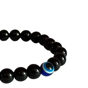 Evil Eye Protection Bracelet, Black Obsidian Beads, Traditional Spiritual Design