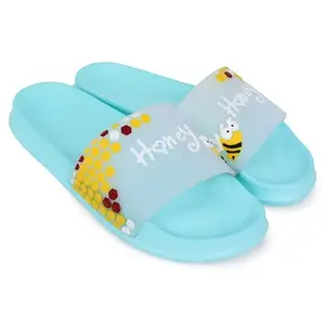 Pampy Angel Honey Beees Women's Flip Flops Slides Back Open Household Comfortable Slippers Blue,41 (Euro)