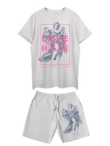 THREADCURRY Love Hate Printed Co-ord Set for Men - Half Sleeve Oversized T-Shirt and Shorts