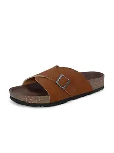EL PASO Tan Faux Leather Stock Cork Slippers Brike Sandals for Men - 7 UK