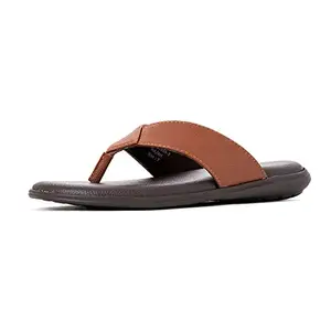 Khadim's Softouch Synthetic PVC Sole Solid Brown Flip Flops For Men - Size UK 10