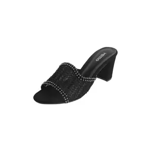 Metro Women Black Block Heel Fashion Slip-on Sandal UK/6 EU/39 (40-308)