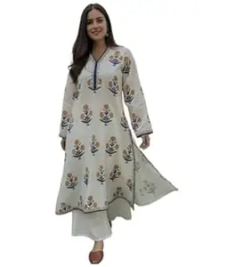 ANNI Designer Women’s Viscose Blend Printed Straight Kurta with Palazzo | Ethnic Kurta Pant Set | Floral Casual Wear Suit | Festive Office Wear Traditional Outfit for Women